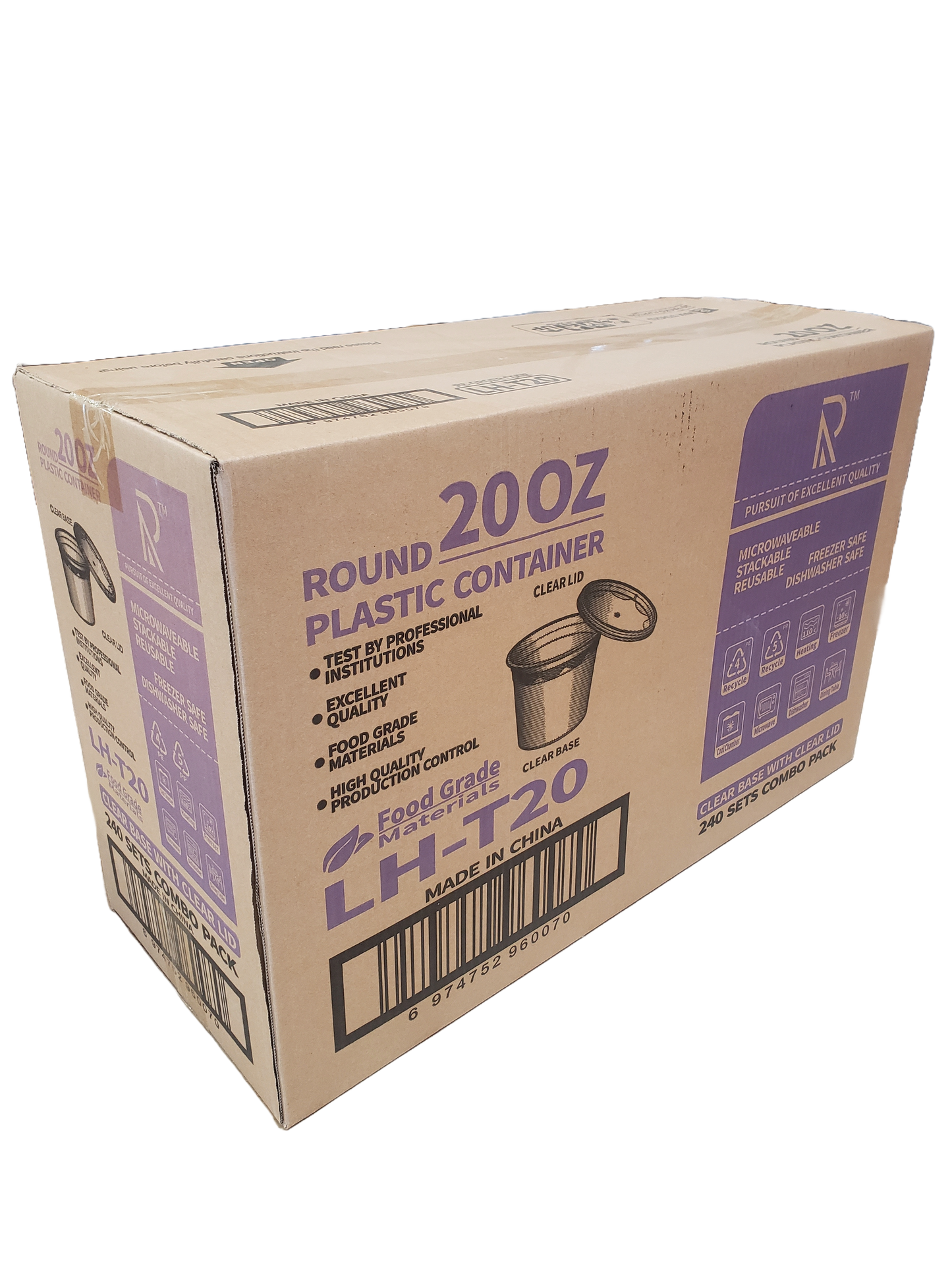 Plastic Deli Container With Lid Combo Pack - 20oz.- 240/Case