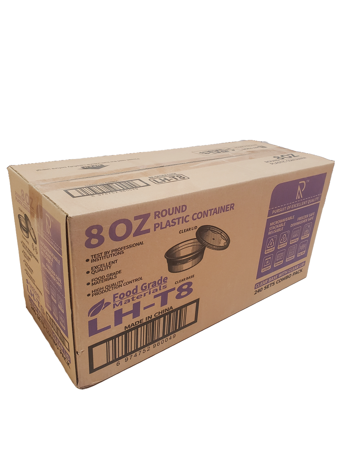 Plastic Deli Container With Lid Combo Pack - 8oz.- 240/Case