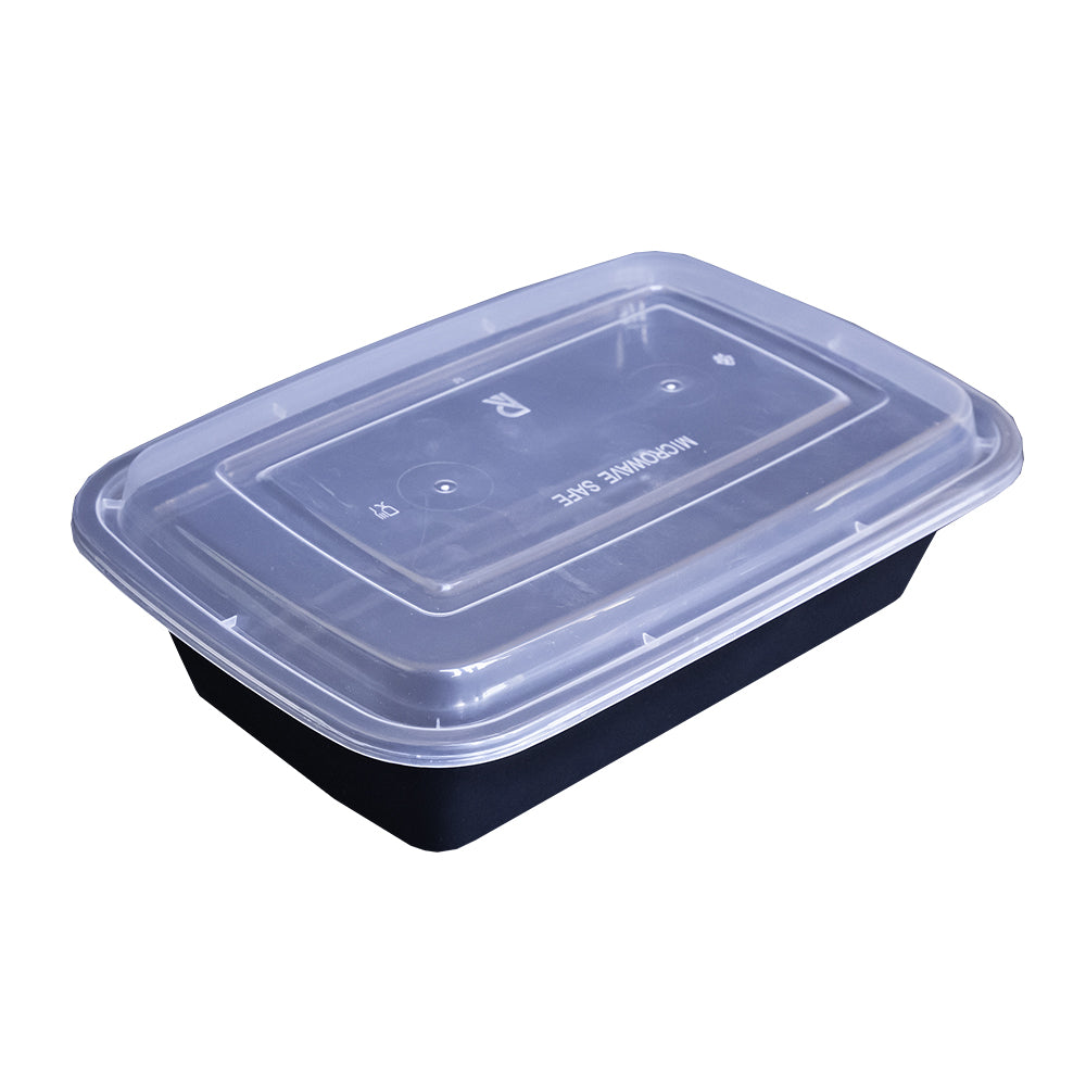 Rectangle Plastic Container With Lid Combo Pack - 38oz.- 150/Case